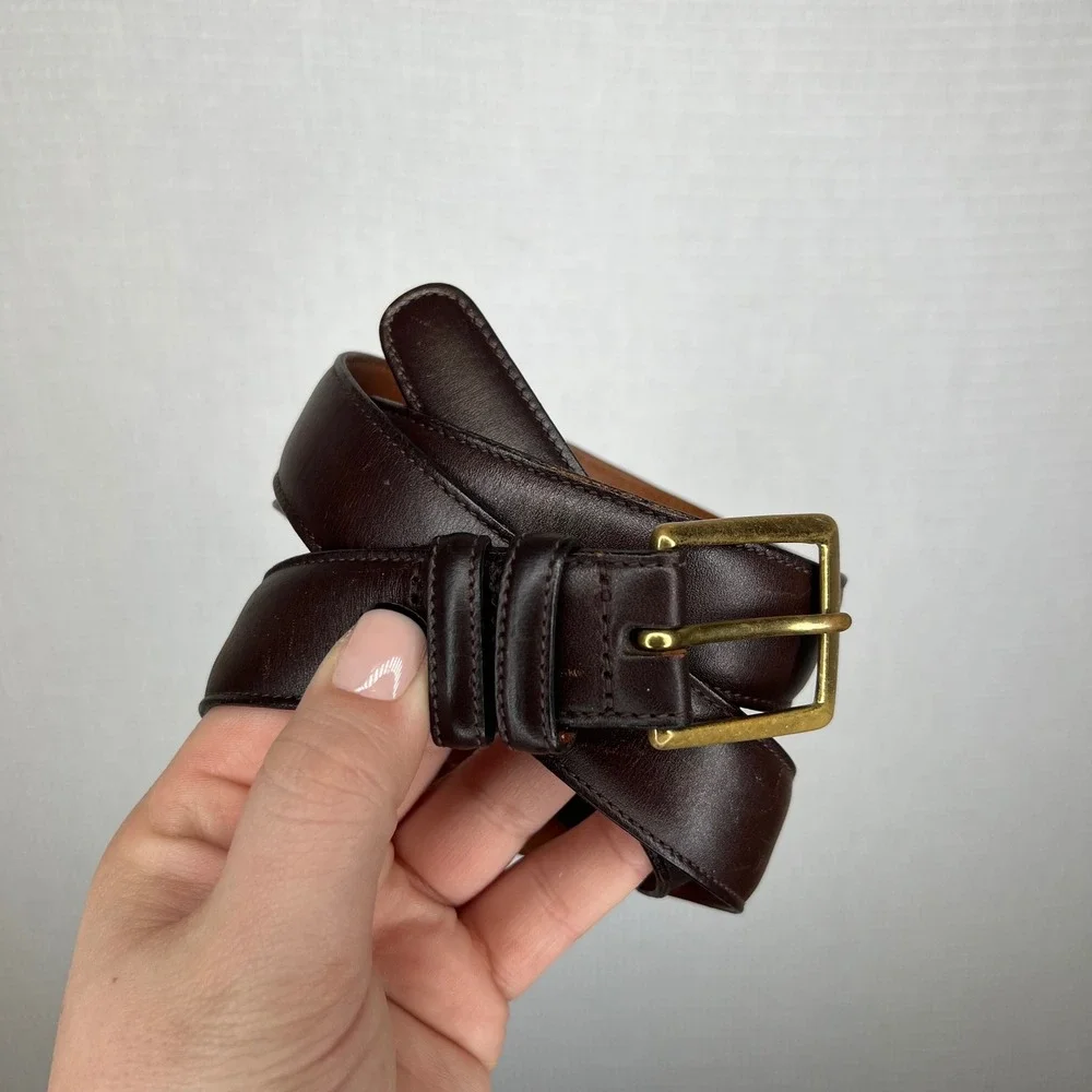 Trafalgar Men's Dark Brown Leather Belt Brass‎ Buckle Size 38